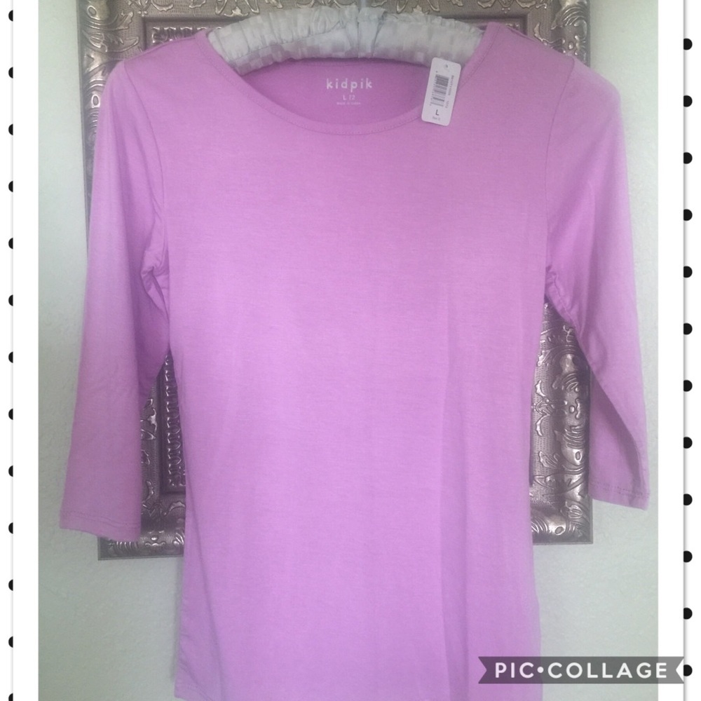 Kidpik lilac 3/4 length sleeve scoop neck tee 12